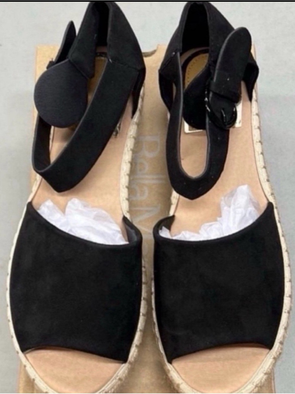 Bella Marie Black Espadrille Platform Sandals with Ankle Strap